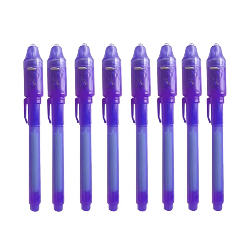 8Pcs/Lot 2 in 1 Magic Light Pen Invisible Ink Pen,Secrect Message Pens,For Drawing Fun Activity Kids Party Favors Gift