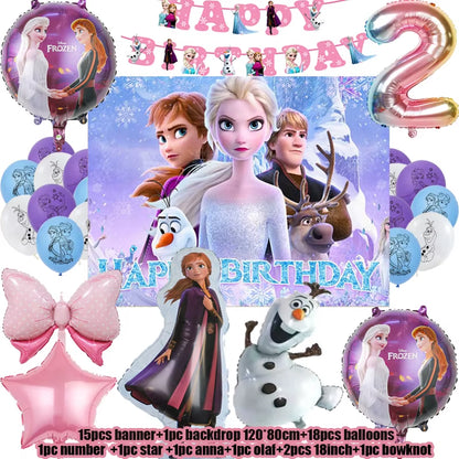 Frozen Birthday Party Decoration Set Anna Elsa Olaf Snowflake Banner Backdrop Balloons Kit Foil Garland Arch Balloon Baby Shower
