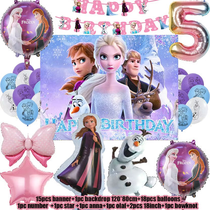 Frozen Birthday Party Decoration Set Anna Elsa Olaf Snowflake Banner Backdrop Balloons Kit Foil Garland Arch Balloon Baby Shower