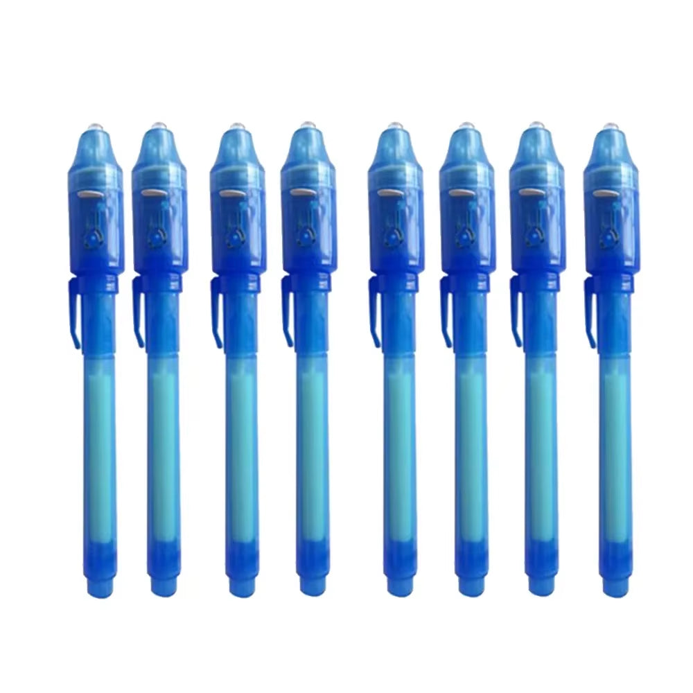 8Pcs/Lot 2 in 1 Magic Light Pen Invisible Ink Pen,Secrect Message Pens,For Drawing Fun Activity Kids Party Favors Gift