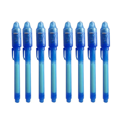 8Pcs/Lot 2 in 1 Magic Light Pen Invisible Ink Pen,Secrect Message Pens,For Drawing Fun Activity Kids Party Favors Gift