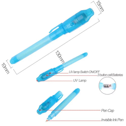 8Pcs/Lot 2 in 1 Magic Light Pen Invisible Ink Pen,Secrect Message Pens,For Drawing Fun Activity Kids Party Favors Gift