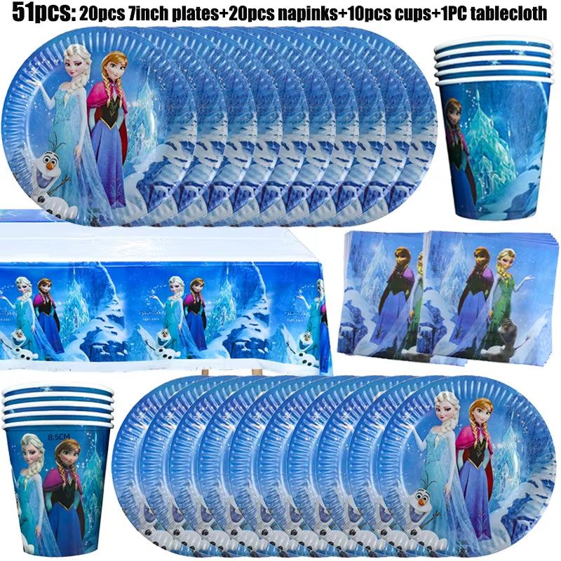 Frozen Birthday Party Decoration Set Anna Elsa Olaf Snowflake Banner Backdrop Balloons Kit Foil Garland Arch Balloon Baby Shower
