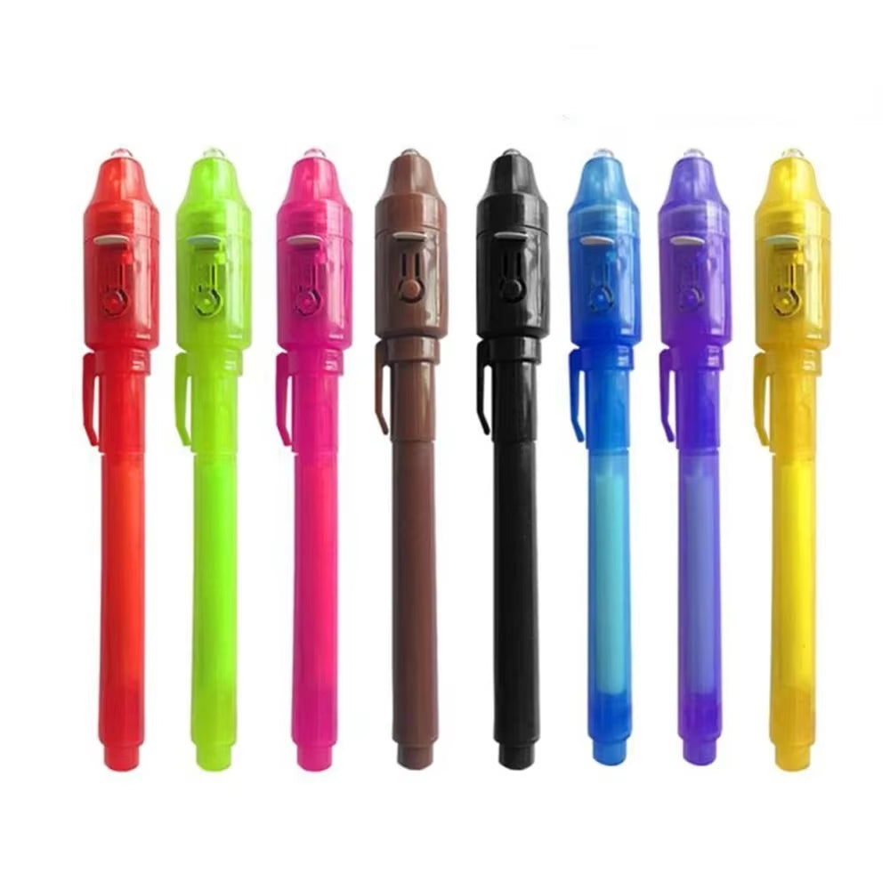 8Pcs/Lot 2 in 1 Magic Light Pen Invisible Ink Pen,Secrect Message Pens,For Drawing Fun Activity Kids Party Favors Gift