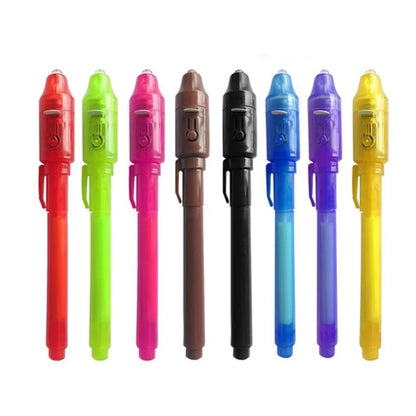 8Pcs/Lot 2 in 1 Magic Light Pen Invisible Ink Pen,Secrect Message Pens,For Drawing Fun Activity Kids Party Favors Gift