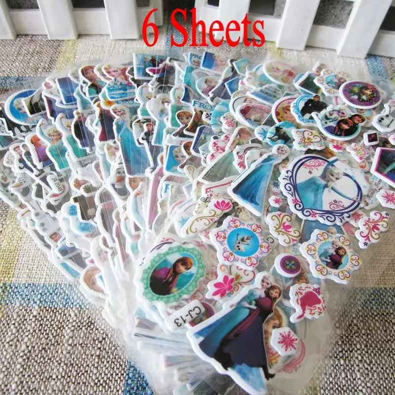 3D Puffy Bubble Stickers Cartoon Frozen Stickers DIY for Children Boy Girl Toys PVC Removable Wall Stickers