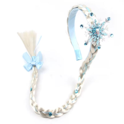 Frozen Princess Elsa Headband Snowflake Tiara Wig Braid Crown Hairband Cosplay Girls Birthday Party Kids DIY Hair Accessories