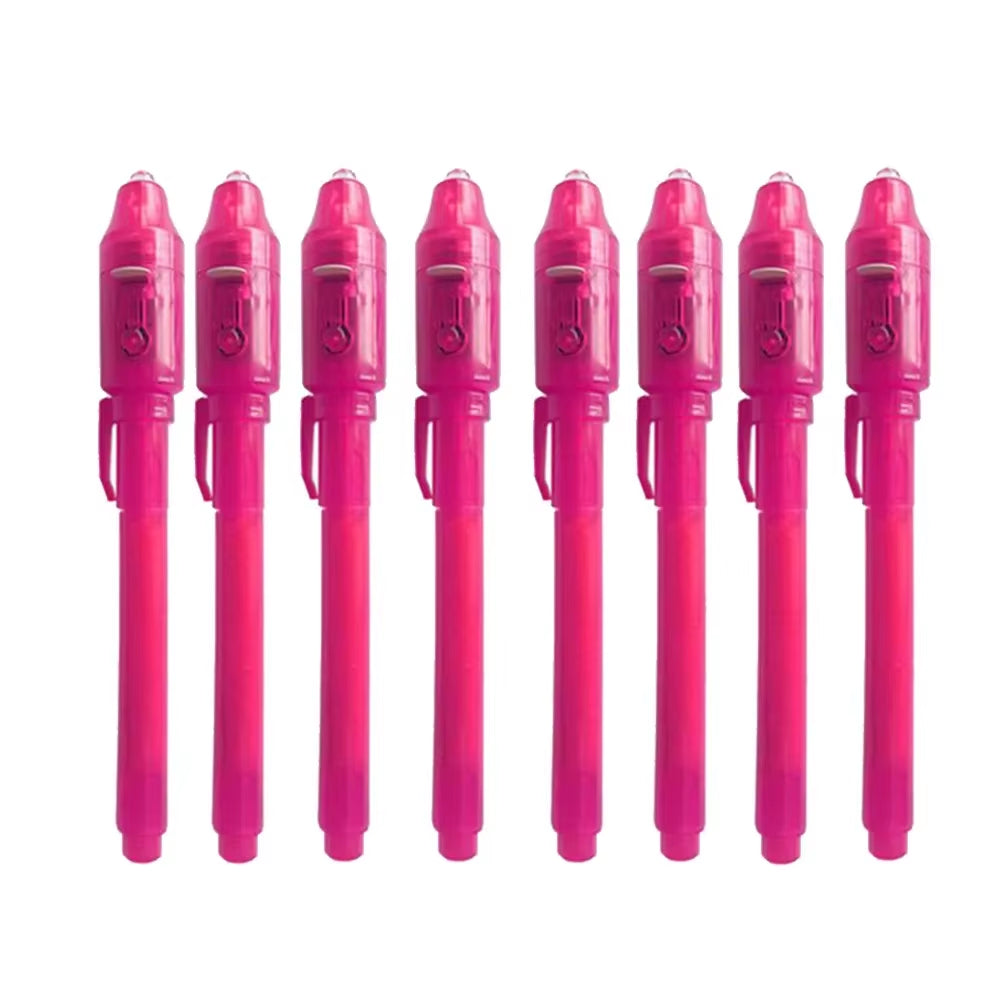 8Pcs/Lot 2 in 1 Magic Light Pen Invisible Ink Pen,Secrect Message Pens,For Drawing Fun Activity Kids Party Favors Gift