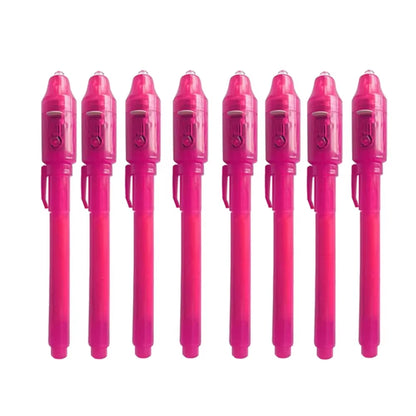 8Pcs/Lot 2 in 1 Magic Light Pen Invisible Ink Pen,Secrect Message Pens,For Drawing Fun Activity Kids Party Favors Gift