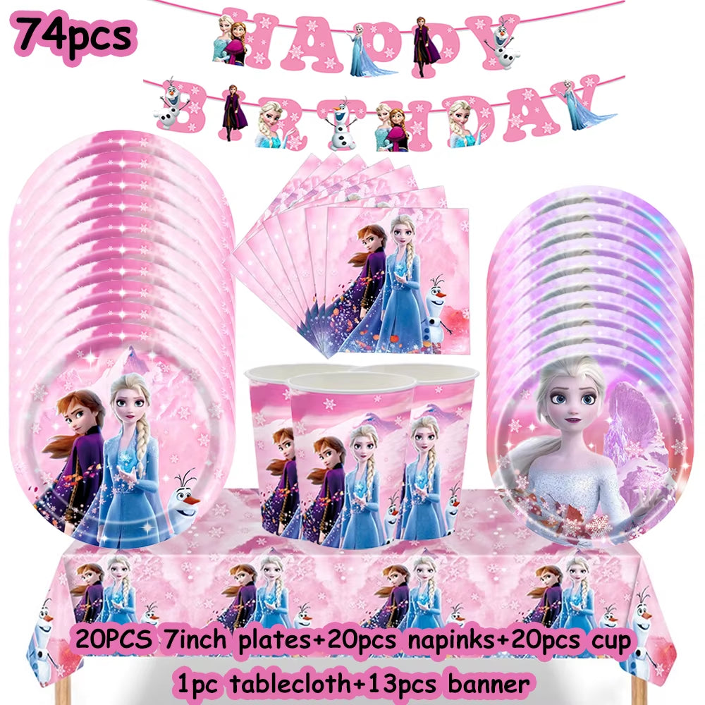 Frozen Birthday Party Decoration Set Anna Elsa Olaf Snowflake Banner Backdrop Balloons Kit Foil Garland Arch Balloon Baby Shower