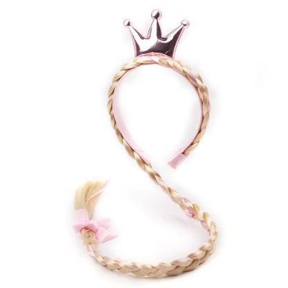 Frozen Princess Elsa Headband Snowflake Tiara Wig Braid Crown Hairband Cosplay Girls Birthday Party Kids DIY Hair Accessories