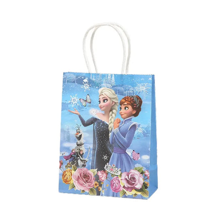 21*15*8Cm Frozen Theme Paper Gift Bag Festival Paper Bag with Handles Baby Shower Candy Bags Kids Girls Birthday Party Supplies