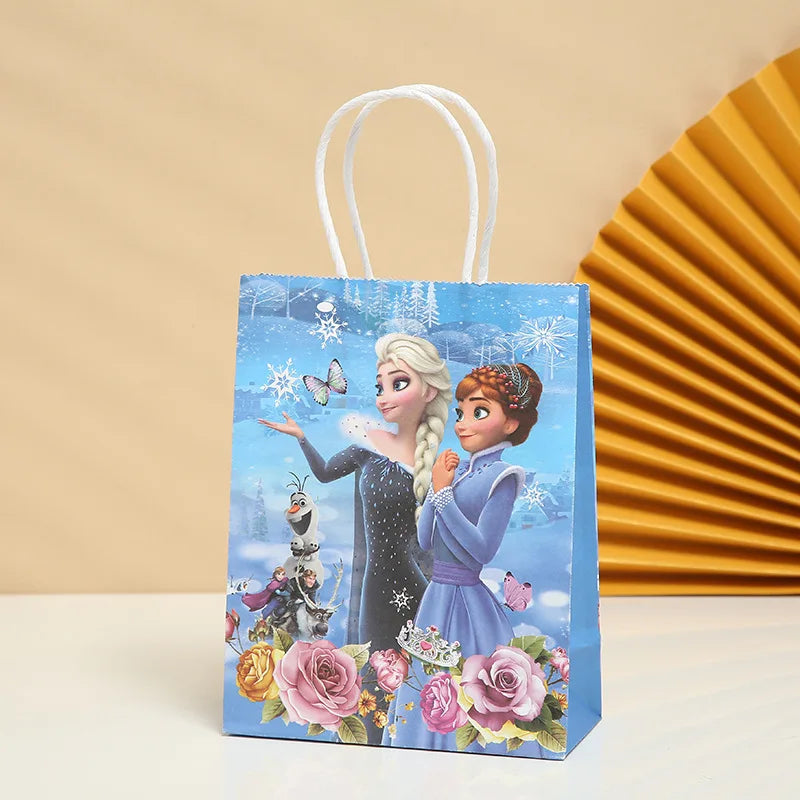 21*15*8Cm Frozen Theme Paper Gift Bag Festival Paper Bag with Handles Baby Shower Candy Bags Kids Girls Birthday Party Supplies