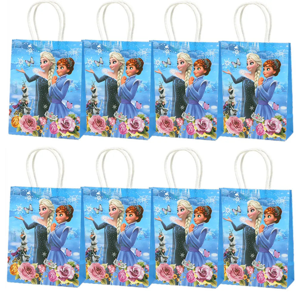 21*15*8Cm Frozen Theme Paper Gift Bag Festival Paper Bag with Handles Baby Shower Candy Bags Kids Girls Birthday Party Supplies
