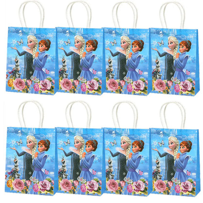 21*15*8Cm Frozen Theme Paper Gift Bag Festival Paper Bag with Handles Baby Shower Candy Bags Kids Girls Birthday Party Supplies