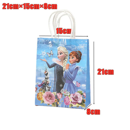 21*15*8Cm Frozen Theme Paper Gift Bag Festival Paper Bag with Handles Baby Shower Candy Bags Kids Girls Birthday Party Supplies