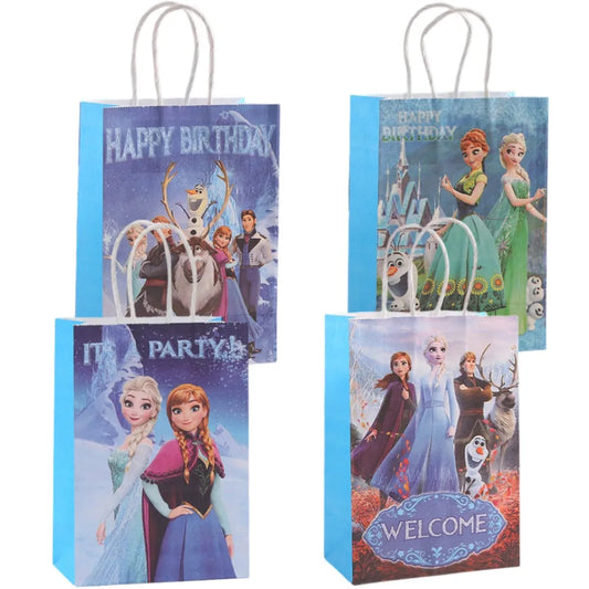 21*15*8Cm Frozen Theme Paper Gift Bag Festival Paper Bag with Handles Baby Shower Candy Bags Kids Girls Birthday Party Supplies