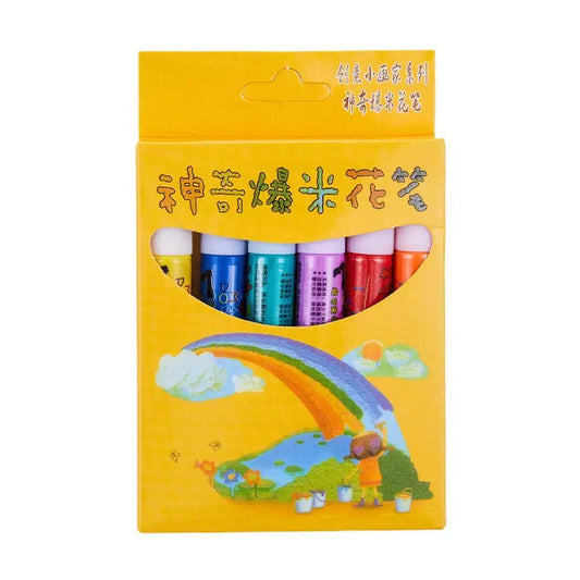 6Pc/Set 3D Printing Bubble Pen Popcorn Cotton Pen Kid Christmas Gift Children DIY Watercolor Drawing Marker Pen Inflation Effect