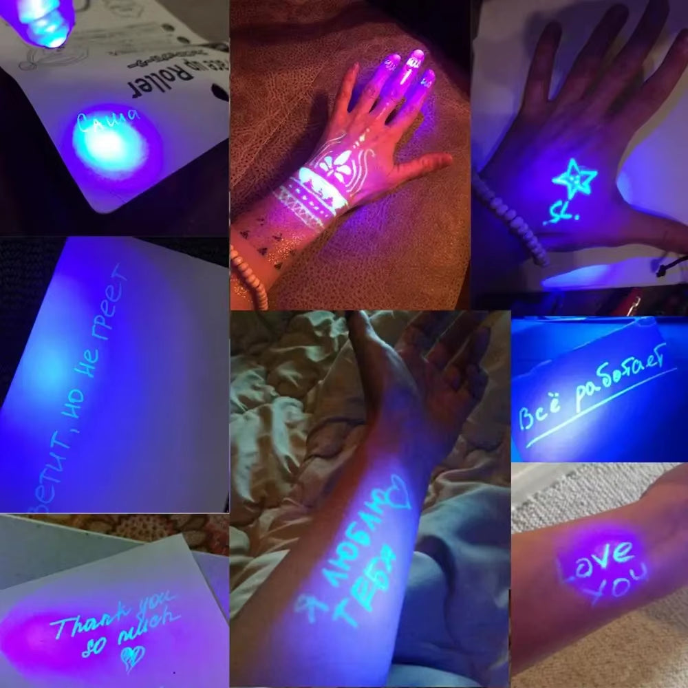 8Pcs/Lot 2 in 1 Magic Light Pen Invisible Ink Pen,Secrect Message Pens,For Drawing Fun Activity Kids Party Favors Gift