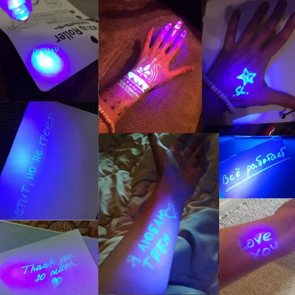8Pcs/Lot 2 in 1 Magic Light Pen Invisible Ink Pen,Secrect Message Pens,For Drawing Fun Activity Kids Party Favors Gift
