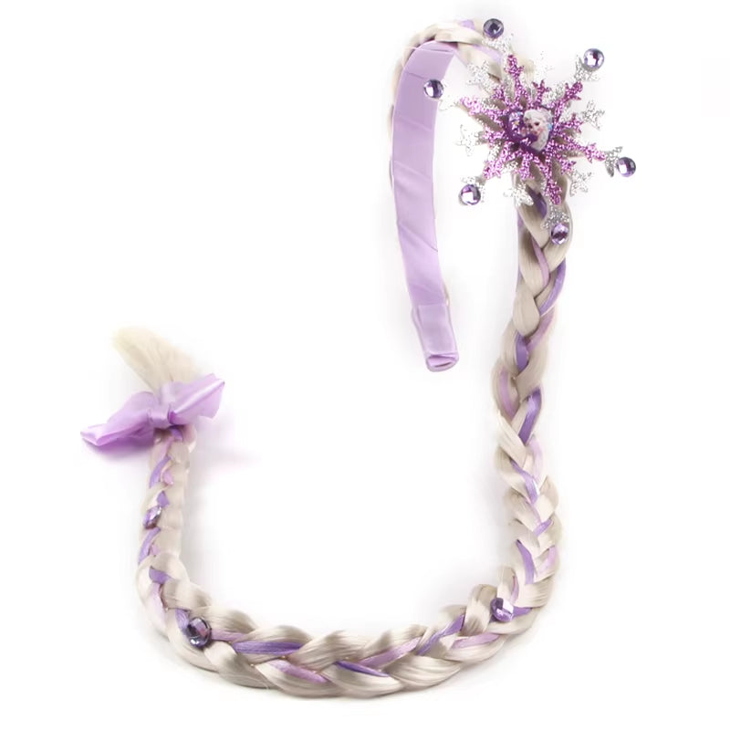 Frozen Princess Elsa Headband Snowflake Tiara Wig Braid Crown Hairband Cosplay Girls Birthday Party Kids DIY Hair Accessories
