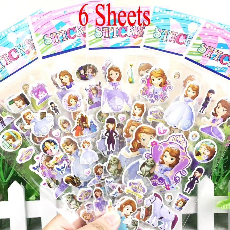 3D Puffy Bubble Stickers Cartoon Frozen Stickers DIY for Children Boy Girl Toys PVC Removable Wall Stickers