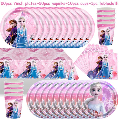 Frozen Birthday Party Decoration Set Anna Elsa Olaf Snowflake Banner Backdrop Balloons Kit Foil Garland Arch Balloon Baby Shower