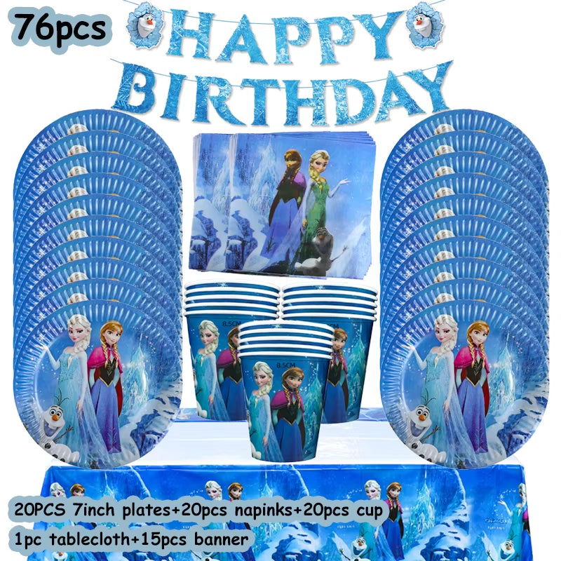 Frozen Birthday Party Decoration Set Anna Elsa Olaf Snowflake Banner Backdrop Balloons Kit Foil Garland Arch Balloon Baby Shower