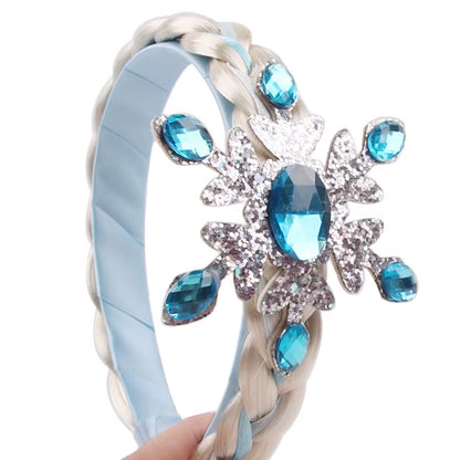 Frozen Princess Elsa Headband Snowflake Tiara Wig Braid Crown Hairband Cosplay Girls Birthday Party Kids DIY Hair Accessories