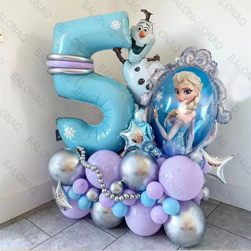 28Pcs Frozen Princess Elsa Balloons Foil Globos Girls Birthday Party Baby Shower Decorations Anniversary Supplies