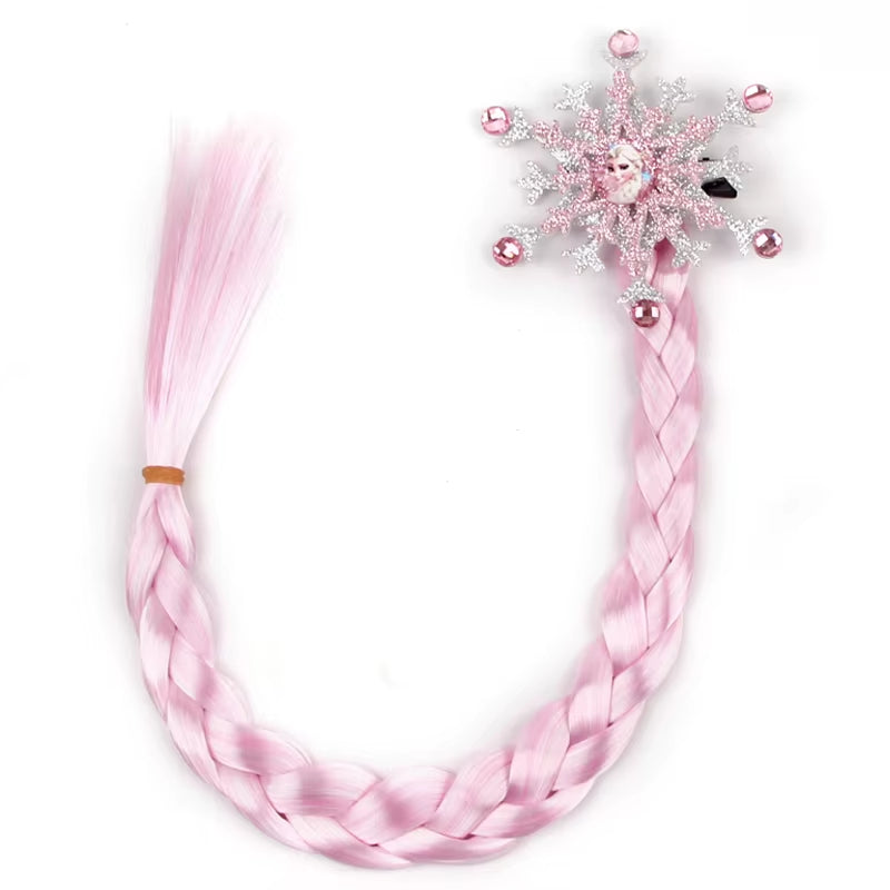 Frozen Princess Elsa Headband Snowflake Tiara Wig Braid Crown Hairband Cosplay Girls Birthday Party Kids DIY Hair Accessories